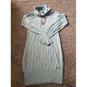 Bench Womens Light Blue Long Sleeve Crowl Neck Sweater Dress Size Small Casual